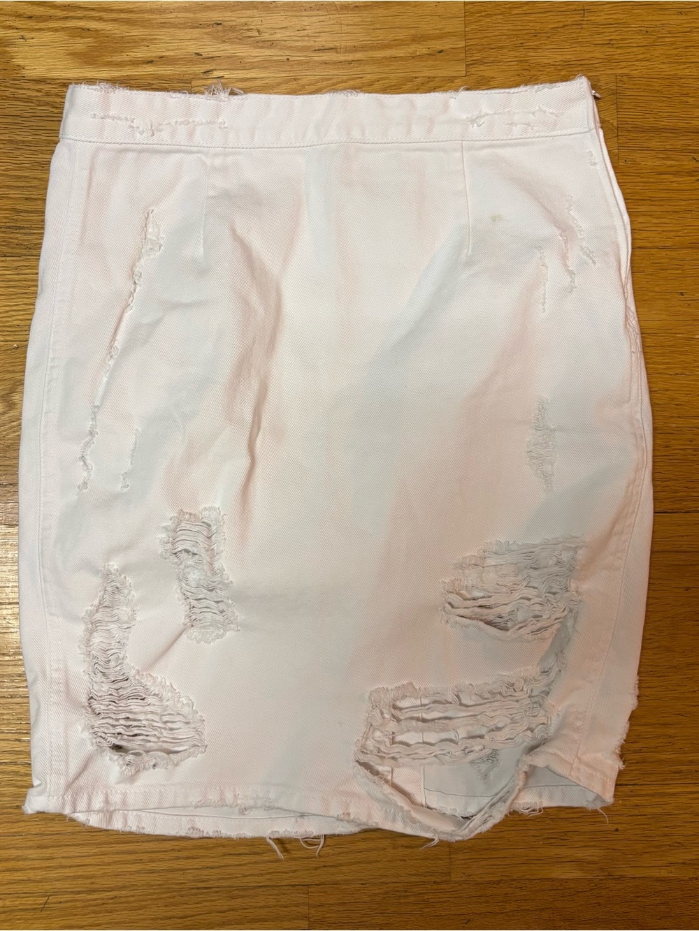 Lovers & Friends White Shredded Denim Preppy Coastal Resort Beach Skirt 29